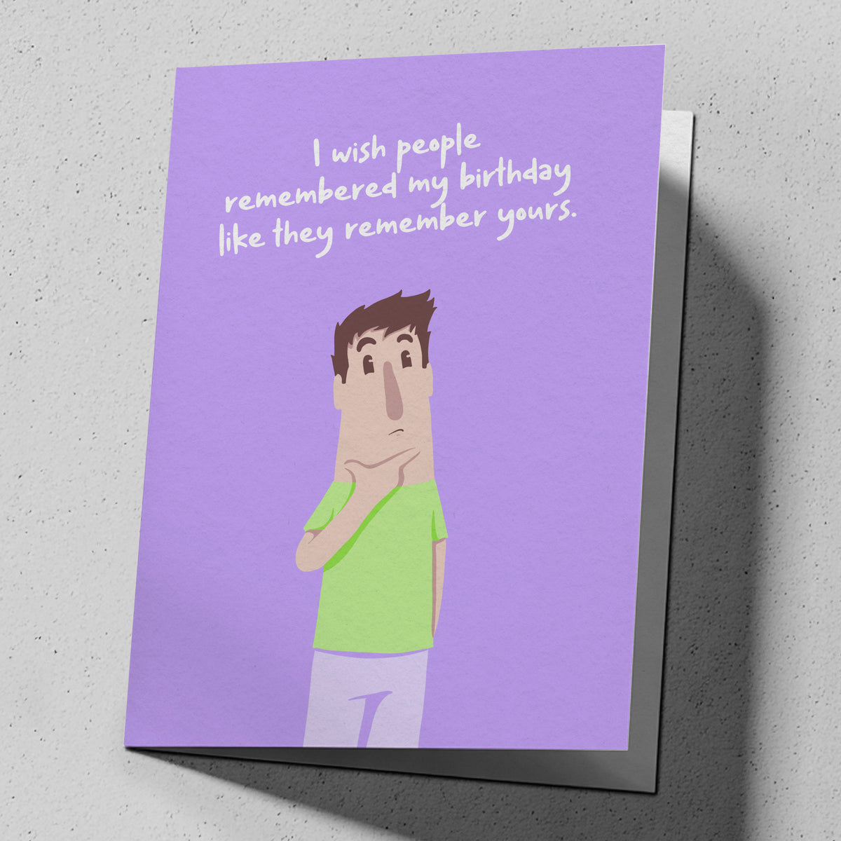Funny greeting card for birthdays landing on a somber September date, reading "Look on the bright side." — FML